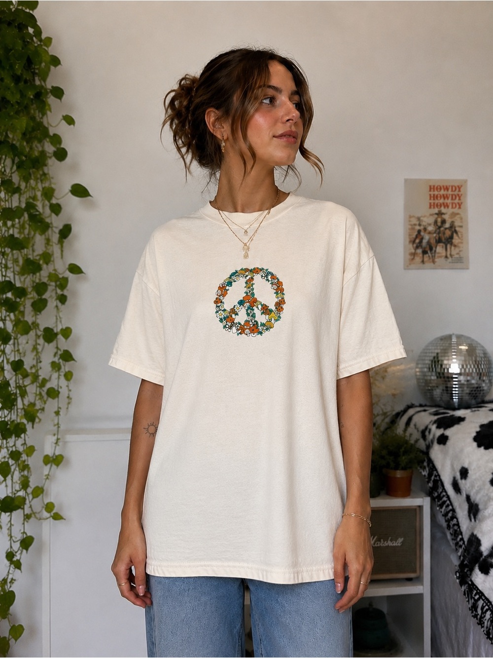 Dravus PacSun Oversized Tee Floral Mushroom Graphic Indie Skater Cottagecore L